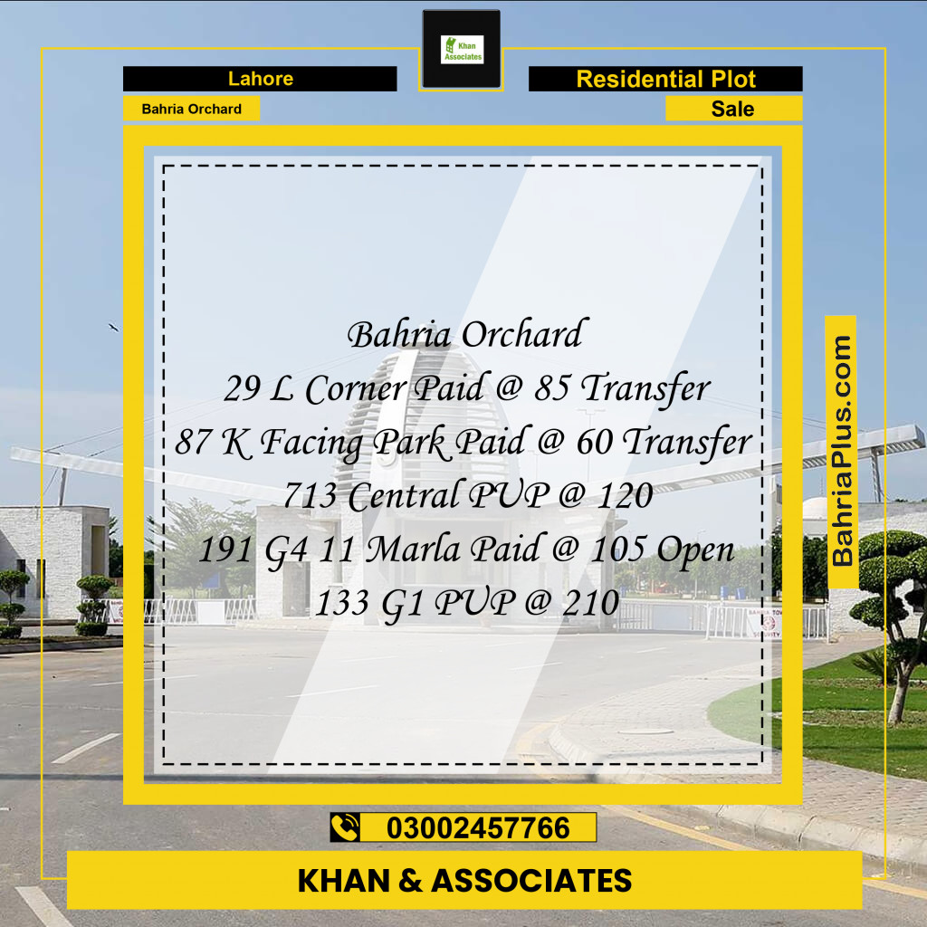 Residential Plot for Sale in Bahria Orchard, Lahore - (BP-288501)