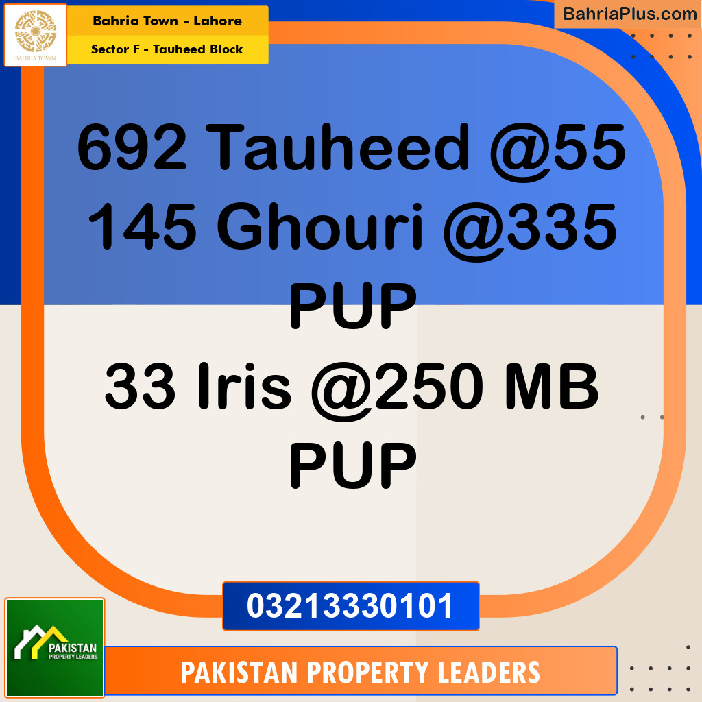 5 Marla Residential Plot for Sale in Sector F - Tauheed Block -  Bahria Town, Lahore - (BP-288506)