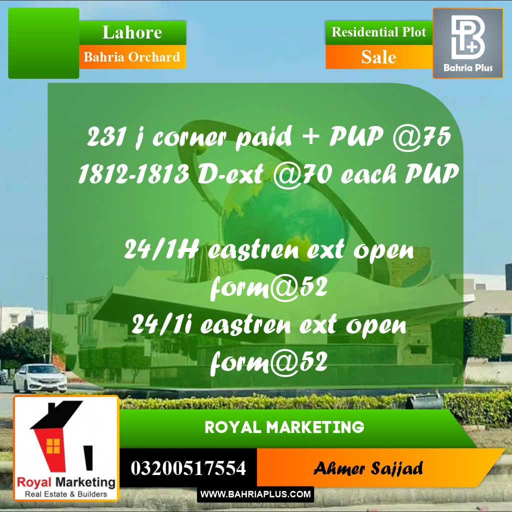 Residential Plot for Sale in Bahria Orchard, Lahore - (BP-288523)