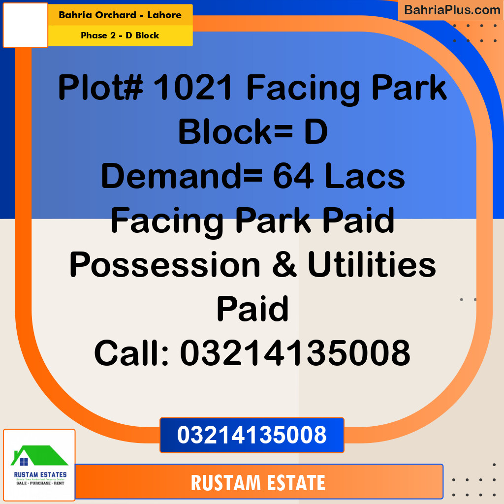 5 Marla Residential Plot for Sale in Phase 2 - D Block -  Bahria Orchard, Lahore - (BP-288561)