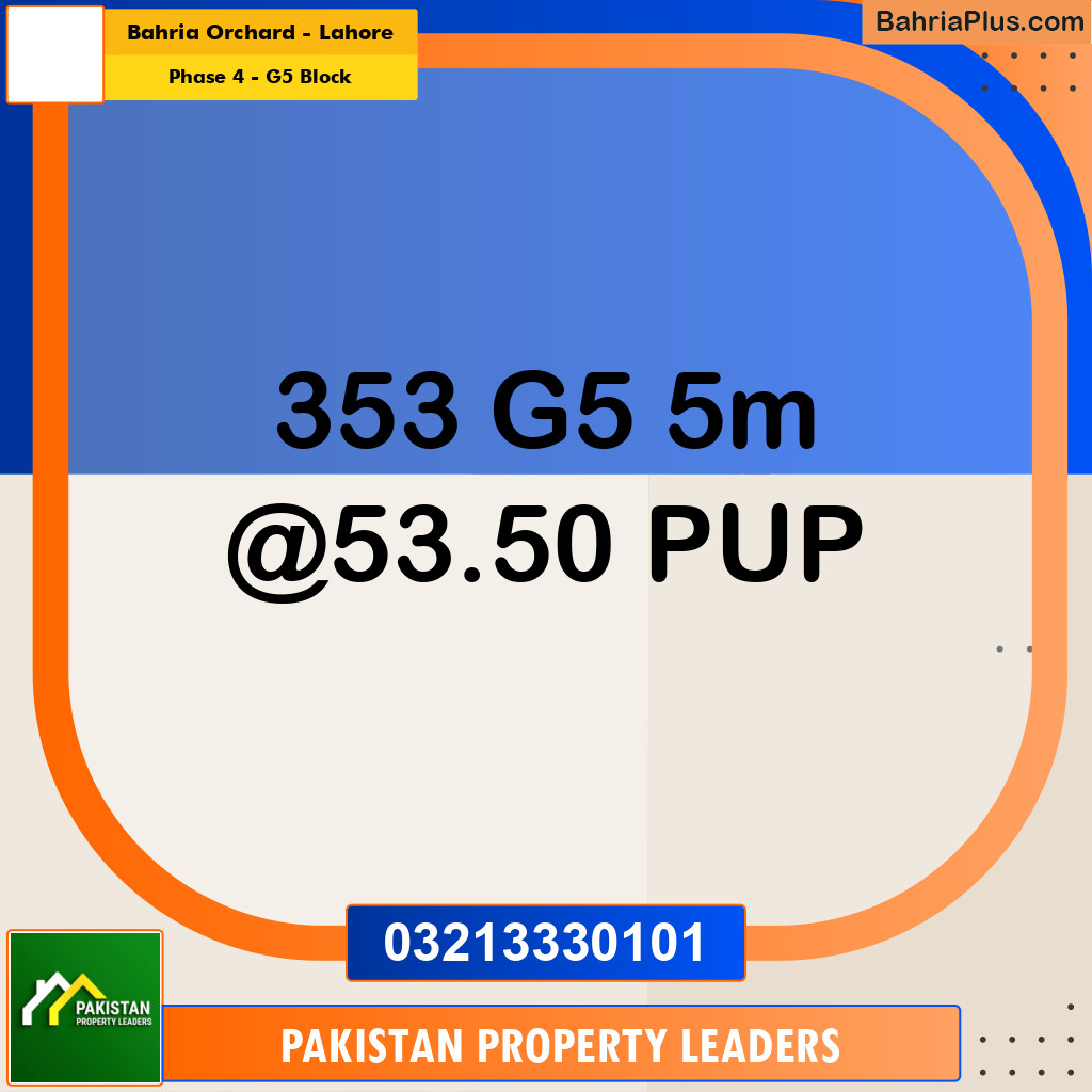 5 Marla Residential Plot for Sale in Phase 4 - G5 Block -  Bahria Orchard, Lahore - (BP-288571)
