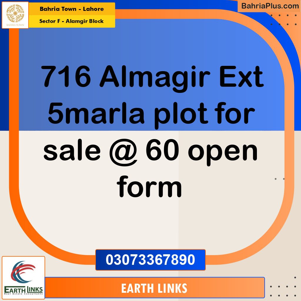 5 Marla Residential Plot for Sale in Sector F - Alamgir Block -  Bahria Town, Lahore - (BP-288618)