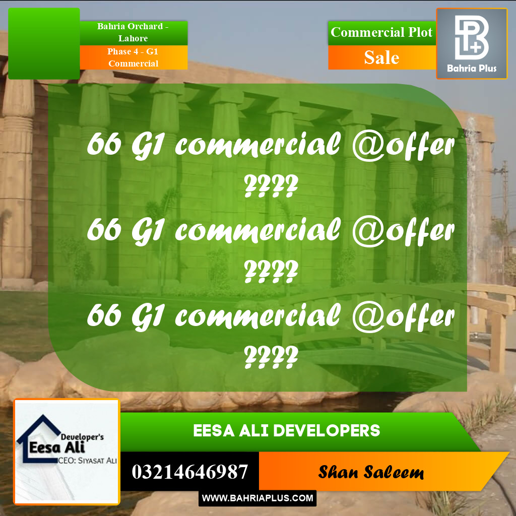 5 Marla Commercial Plot for Sale in Phase 4 - G1 Commercial -  Bahria Orchard, Lahore - (BP-288628)