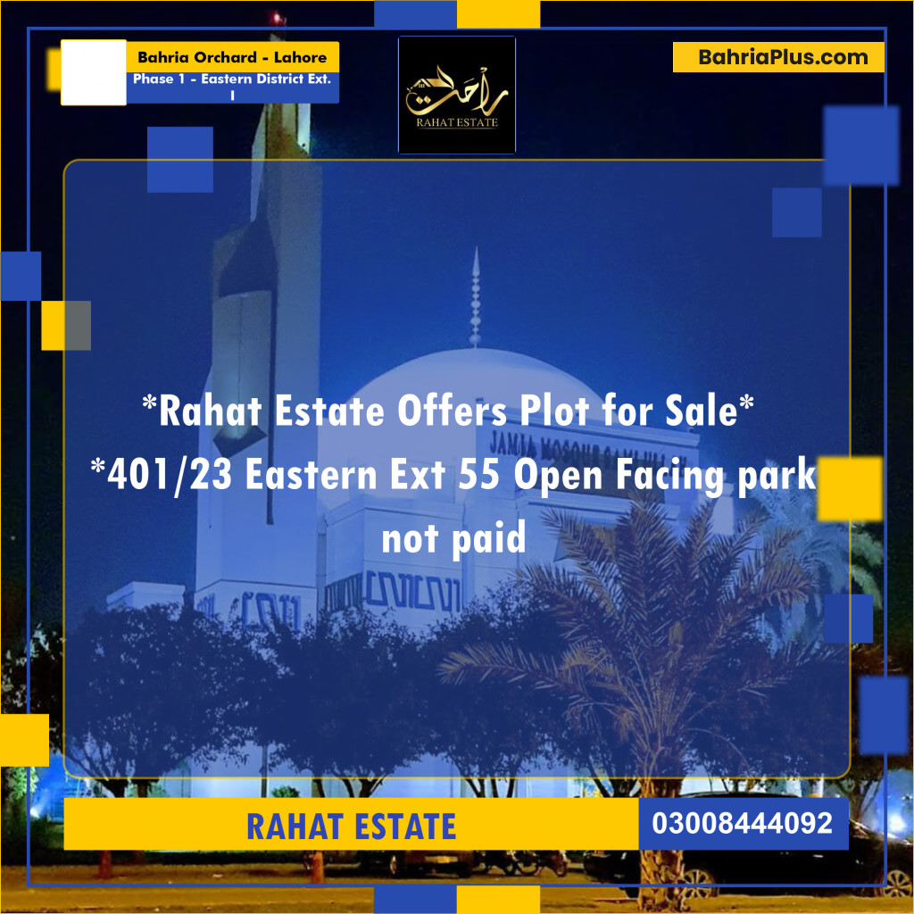 5 Marla Residential Plot for Sale in Phase 1 - Eastern District Ext. I -  Bahria Orchard, Lahore - (BP-288633)
