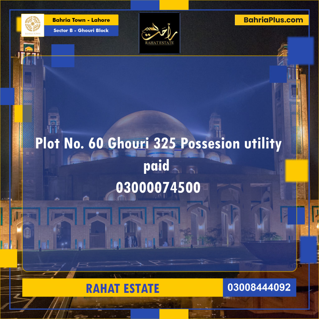 20 Marla Residential Plot for Sale in Sector B - Ghouri Block -  Bahria Town, Lahore - (BP-288635)