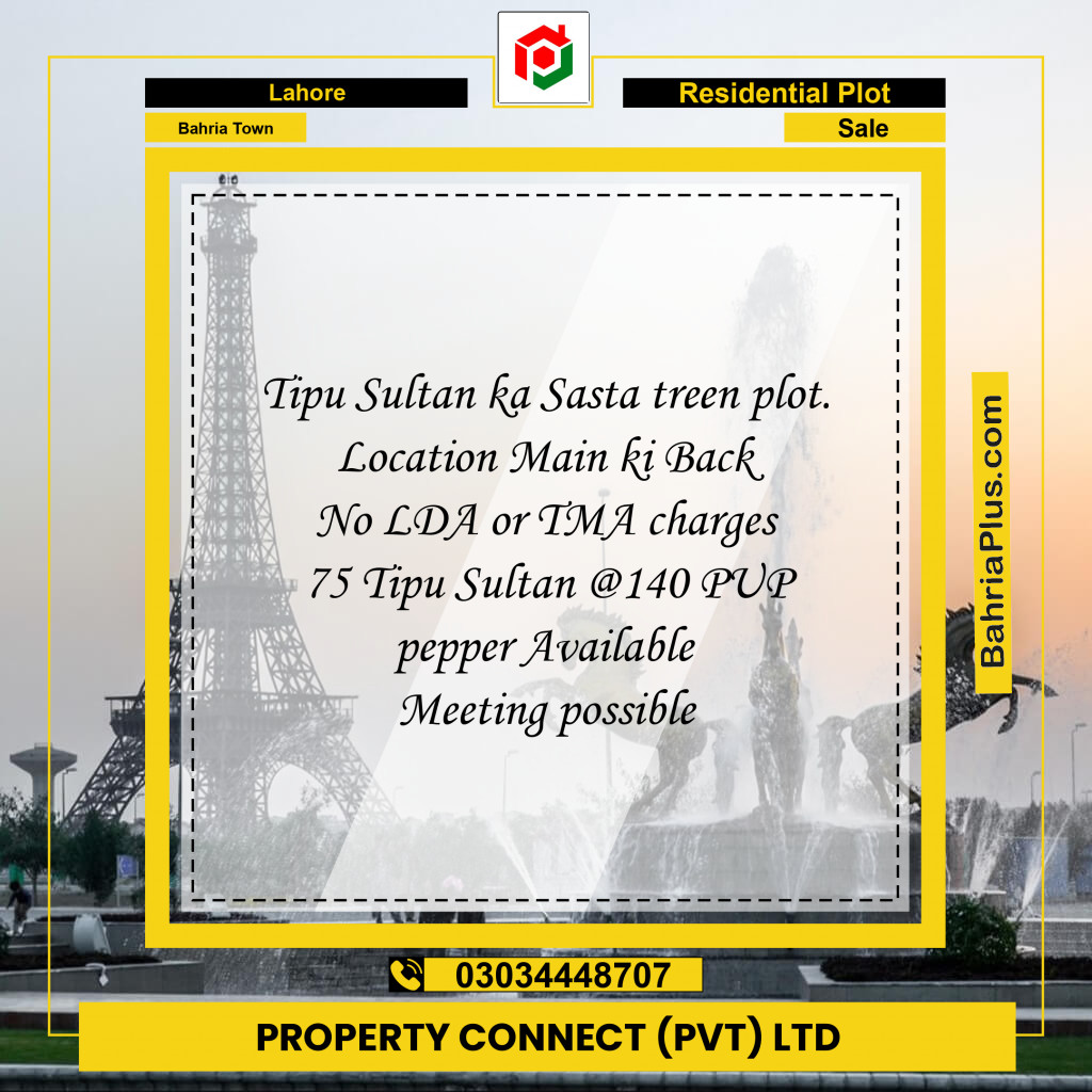 Residential Plot for Sale in Bahria Town, Lahore - (BP-288648)