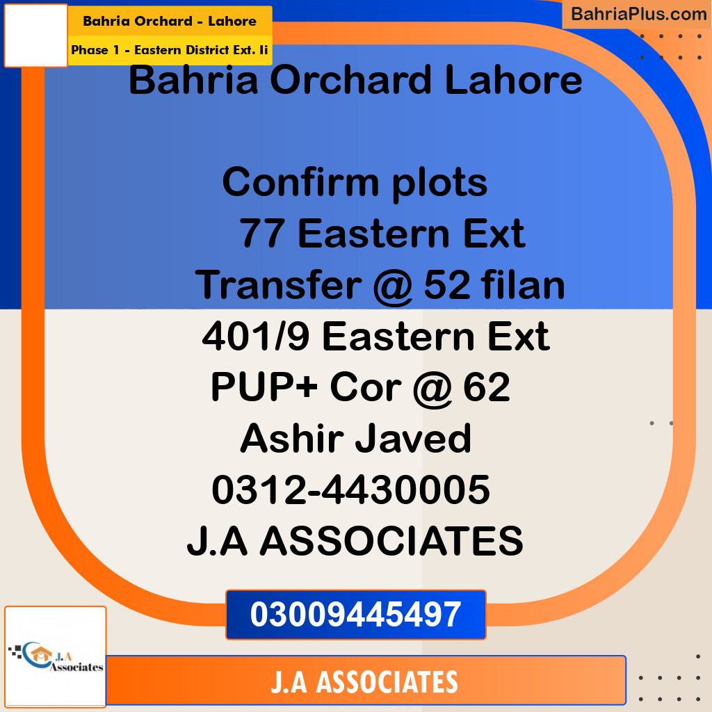 5 Marla Residential Plot for Sale in Phase 1 - Eastern District Ext. II -  Bahria Orchard, Lahore - (BP-288659)