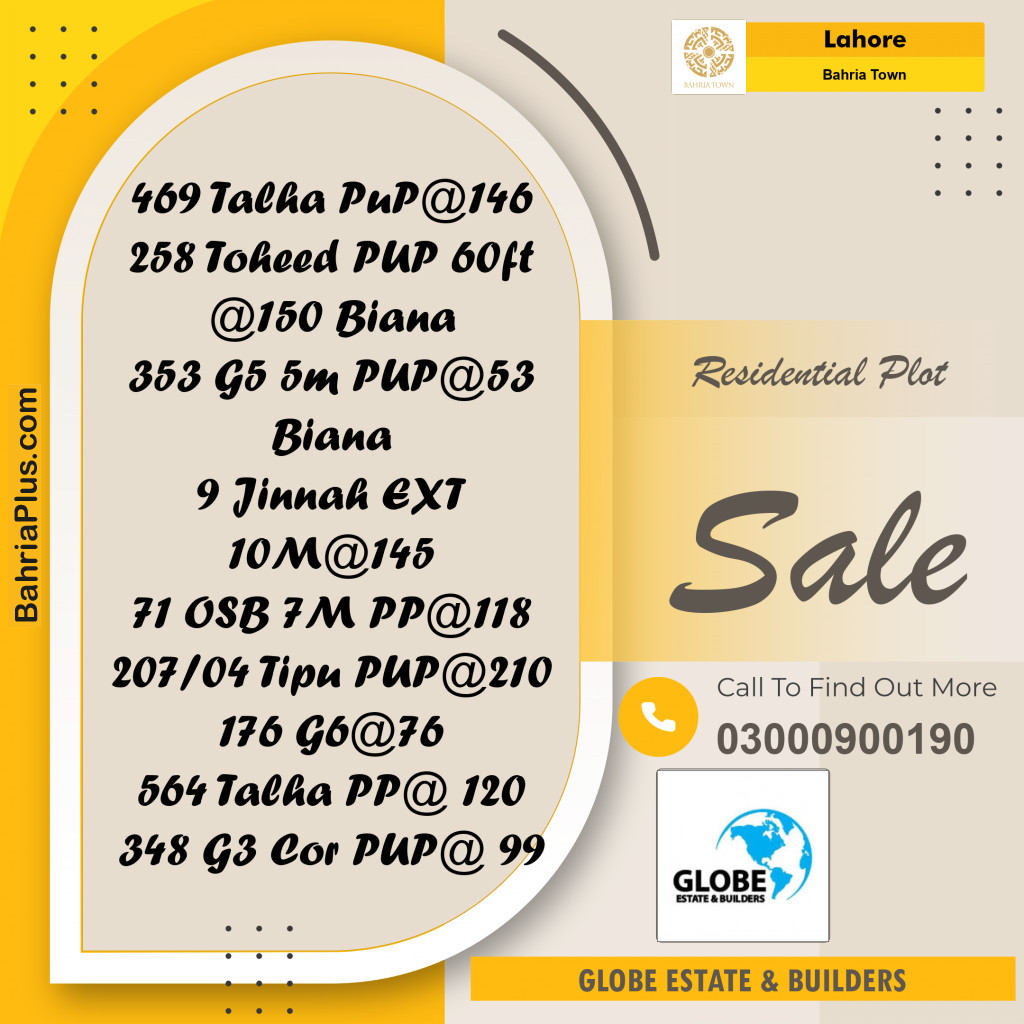 Residential Plot for Sale in Bahria Town, Lahore - (BP-288660)