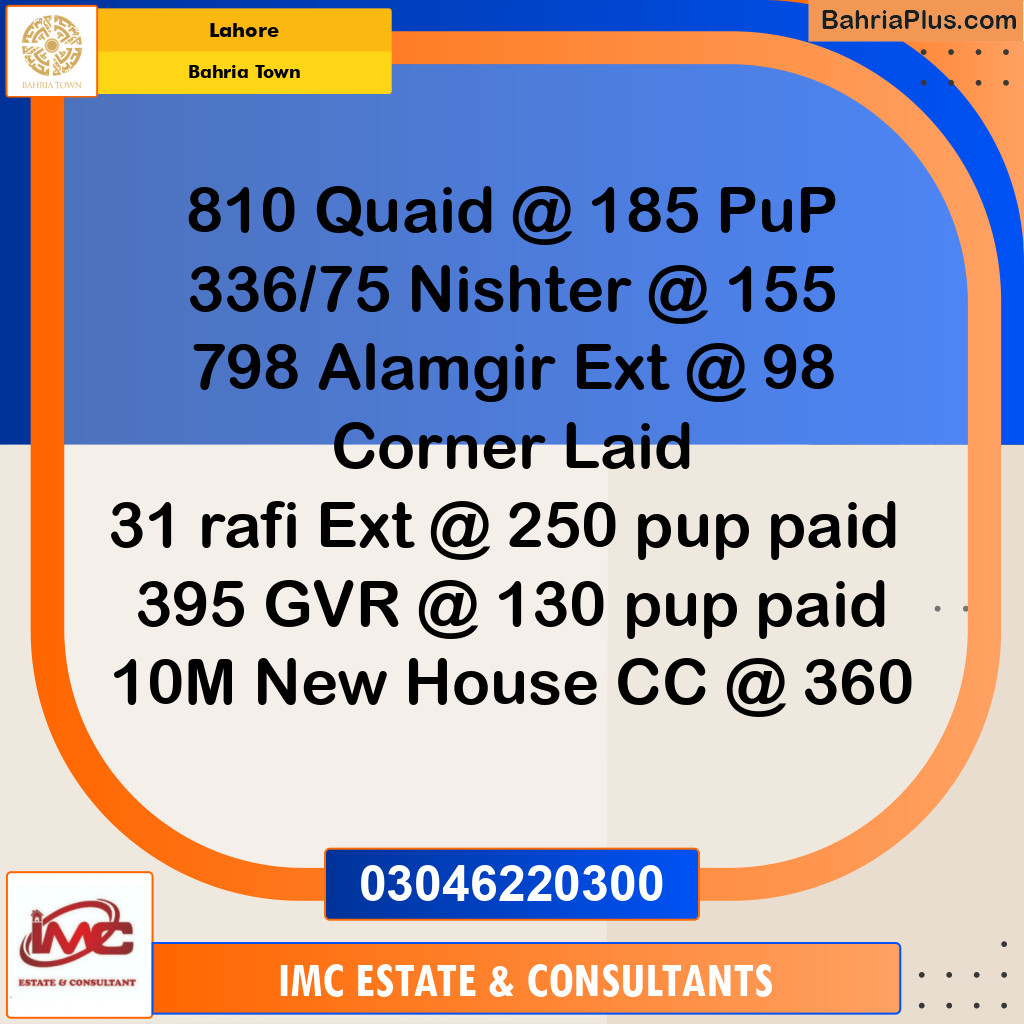 Residential Plot for Sale in Bahria Town, Lahore - (BP-288661)