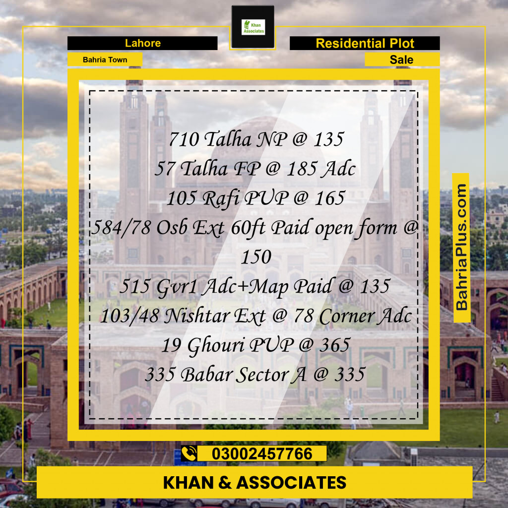Residential Plot for Sale in Bahria Town, Lahore - (BP-288663)