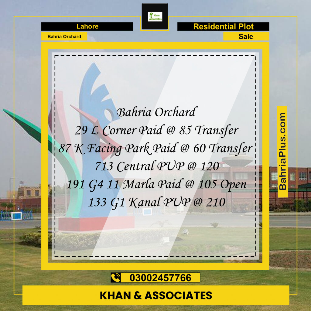 Residential Plot for Sale in Bahria Orchard, Lahore - (BP-288666)