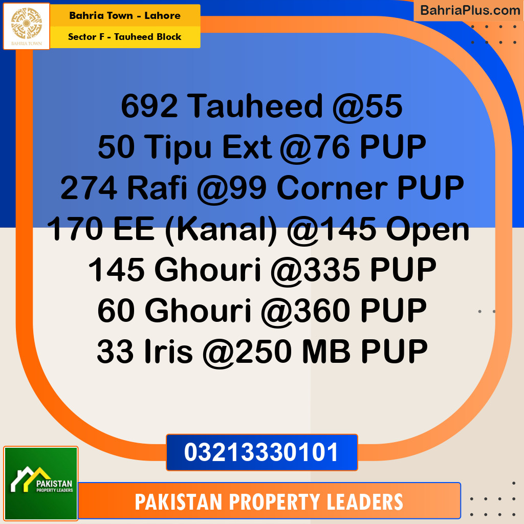 5 Marla Residential Plot for Sale in Sector F - Tauheed Block -  Bahria Town, Lahore - (BP-288672)