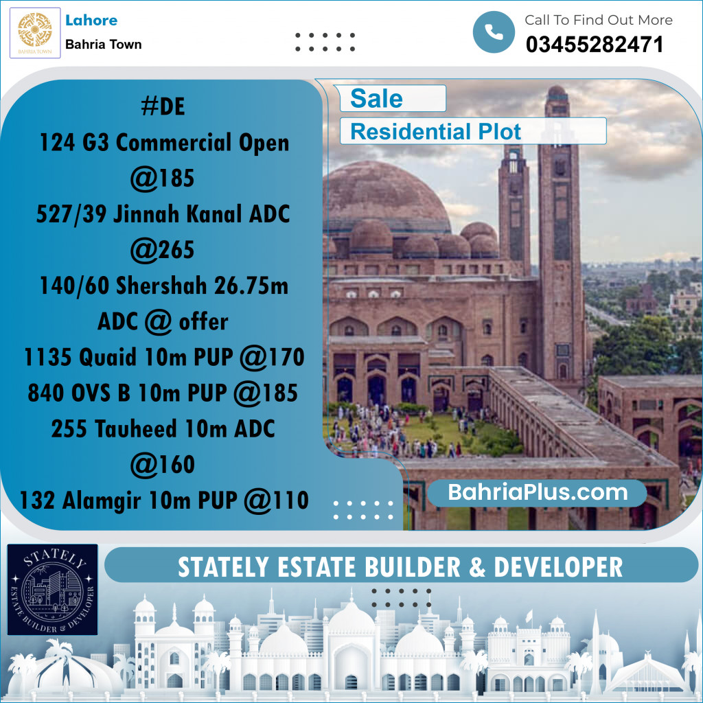 Residential Plot for Sale in Bahria Town, Lahore - (BP-288673)
