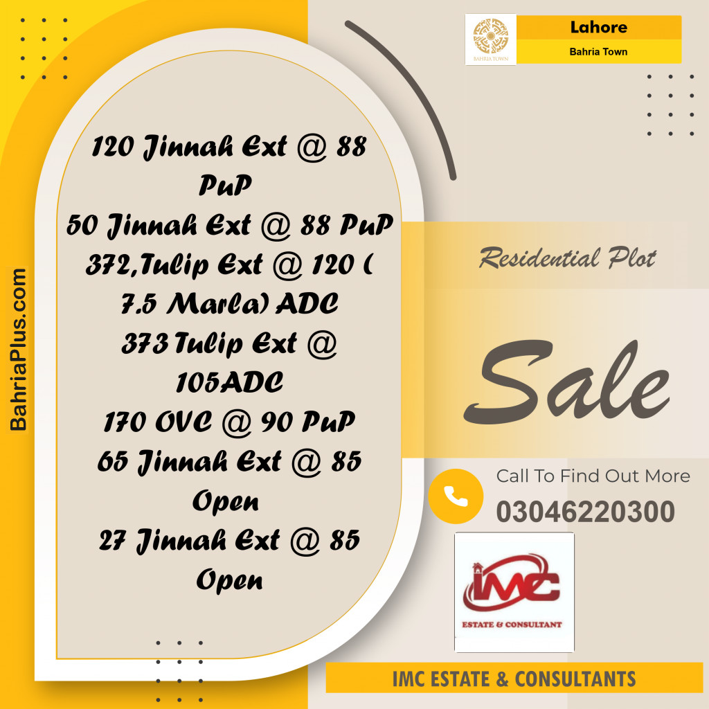 Residential Plot for Sale in Bahria Town, Lahore - (BP-288674)
