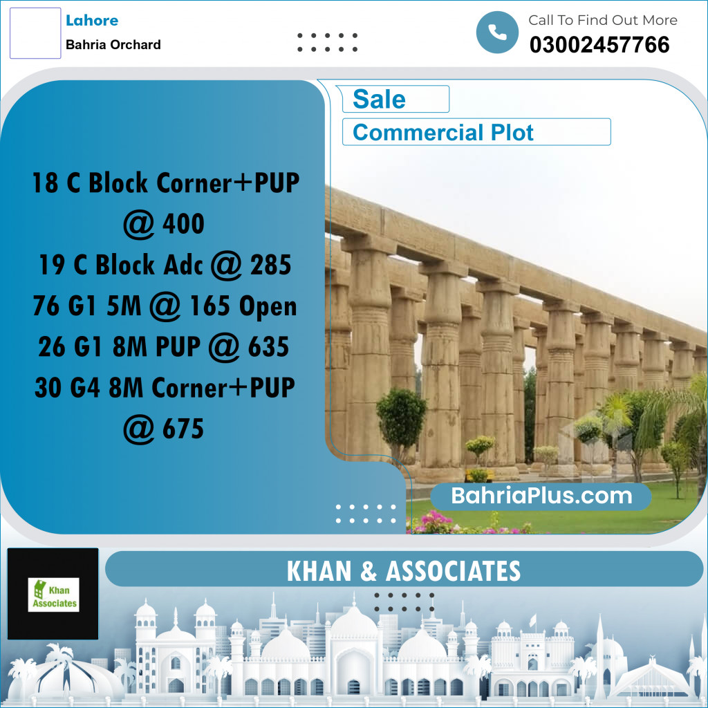 Commercial Plot for Sale in Bahria Orchard, Lahore - (BP-288698)