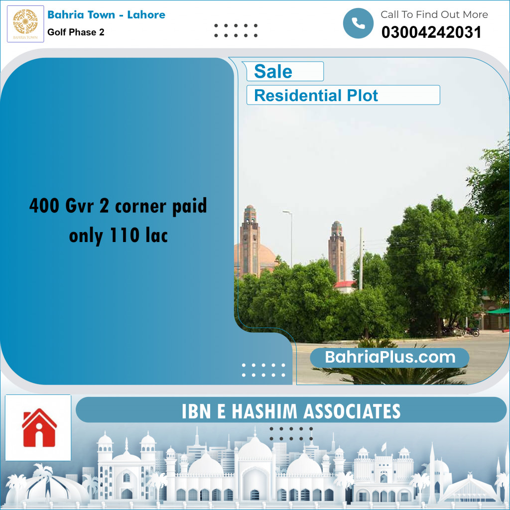 10 Marla Residential Plot for Sale in Golf Phase 2 -  Bahria Town, Lahore - (BP-288703)