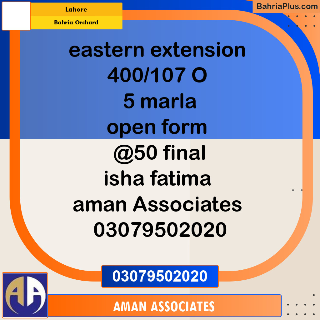 Residential Plot for Sale in Bahria Orchard, Lahore - (BP-288732)