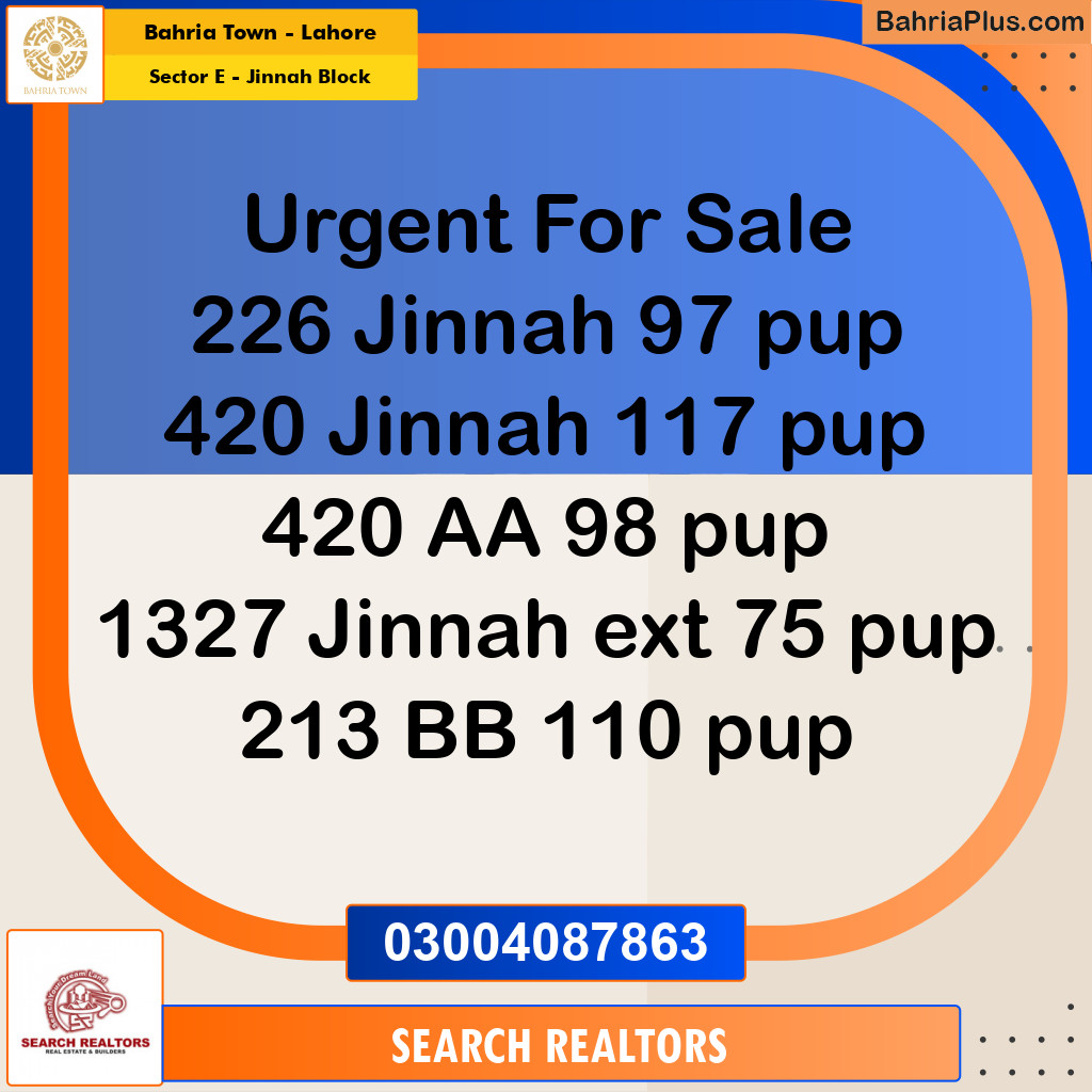 5 Marla Residential Plot for Sale in Sector E - Jinnah Block -  Bahria Town, Lahore - (BP-288765)