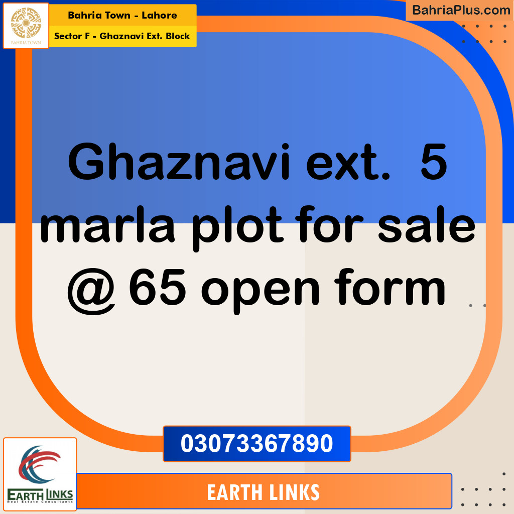 5 Marla Residential Plot for Sale in Sector F - Ghaznavi Ext. Block -  Bahria Town, Lahore - (BP-288782)
