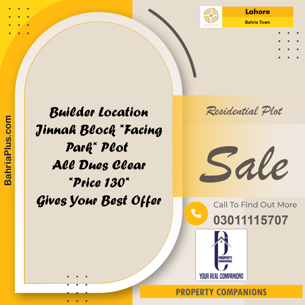 Residential Plot for Sale in Bahria Town, Lahore - (BP-288826)
