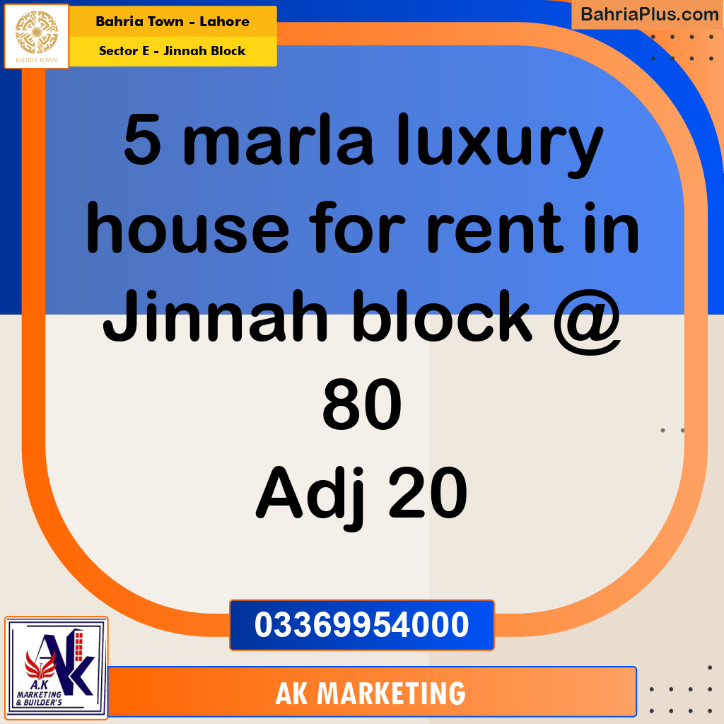 5 Marla Residential House for Rent in Sector E - Jinnah Block -  Bahria Town, Lahore - (BP-288839)