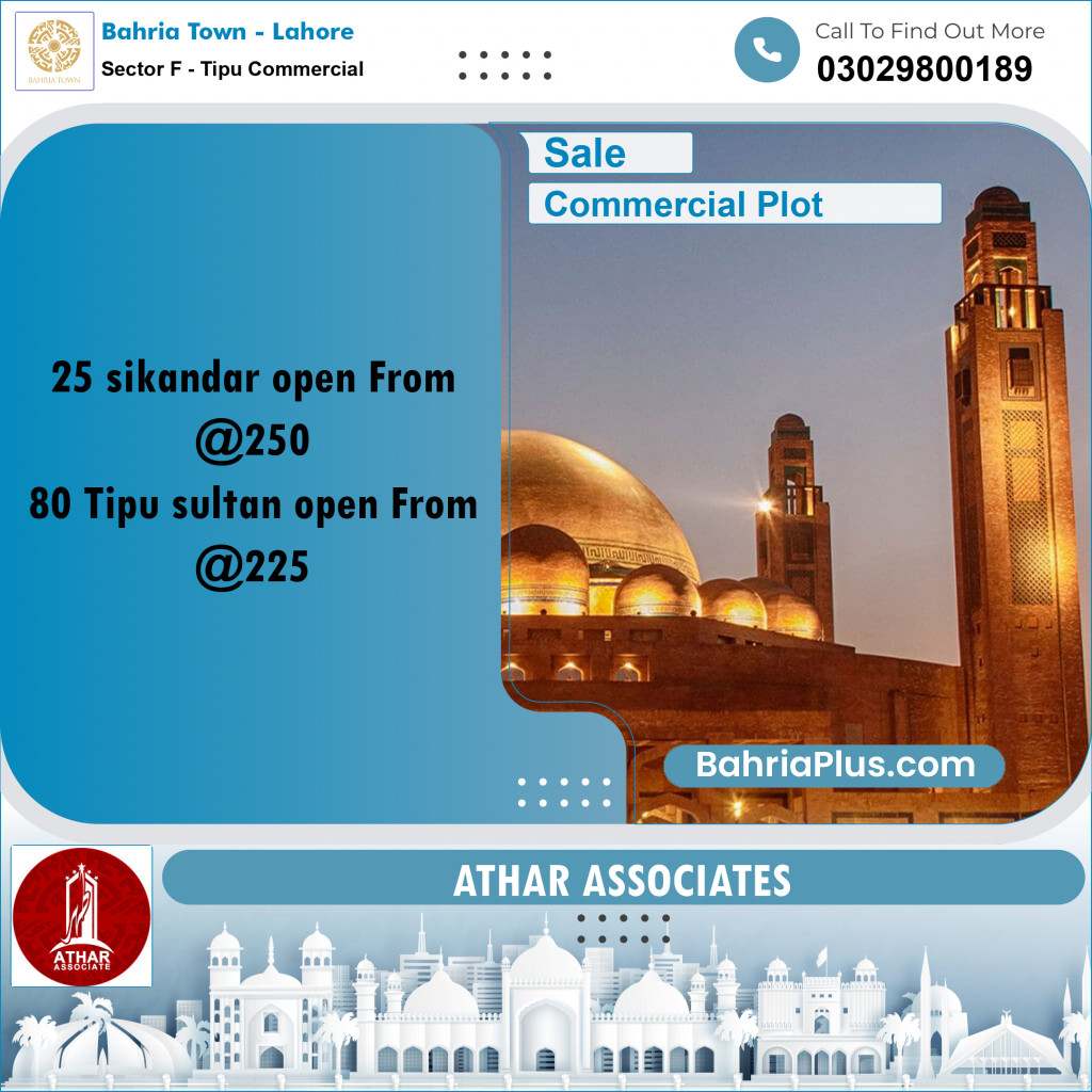 5 Marla Commercial Plot for Sale in Sector F - Tipu Commercial -  Bahria Town, Lahore - (BP-288866)