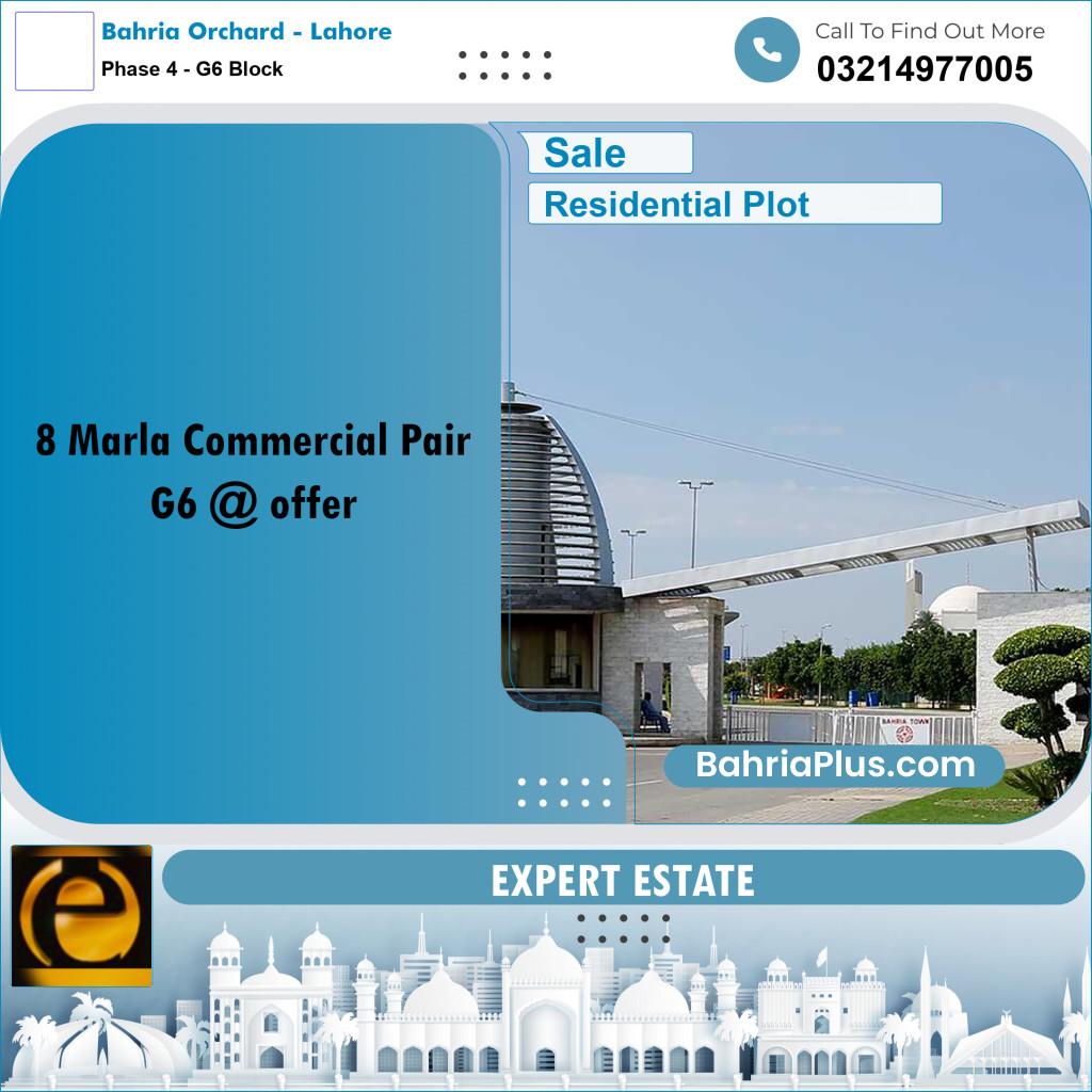 8 Marla Residential Plot for Sale in Phase 4 - G6 Block -  Bahria Orchard, Lahore - (BP-288872)