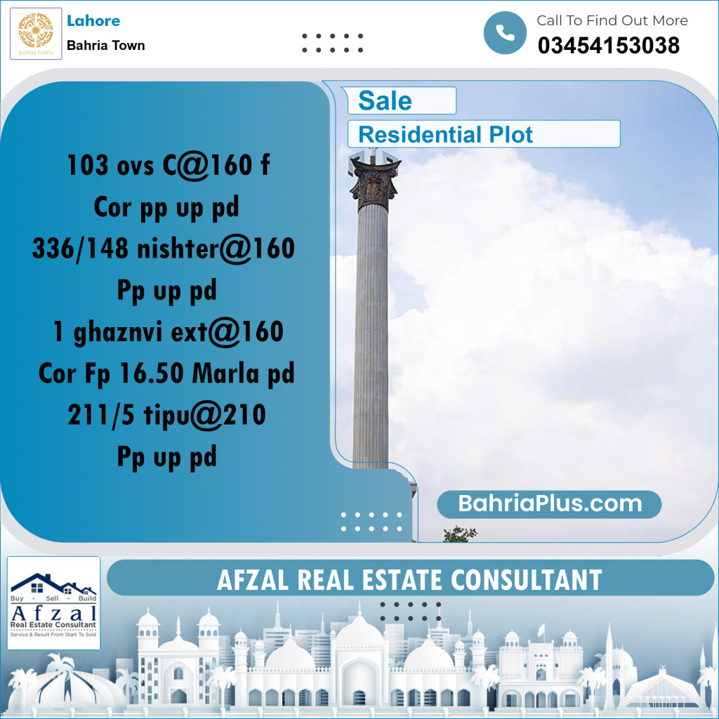 Residential Plot for Sale in Bahria Town, Lahore - (BP-288874)