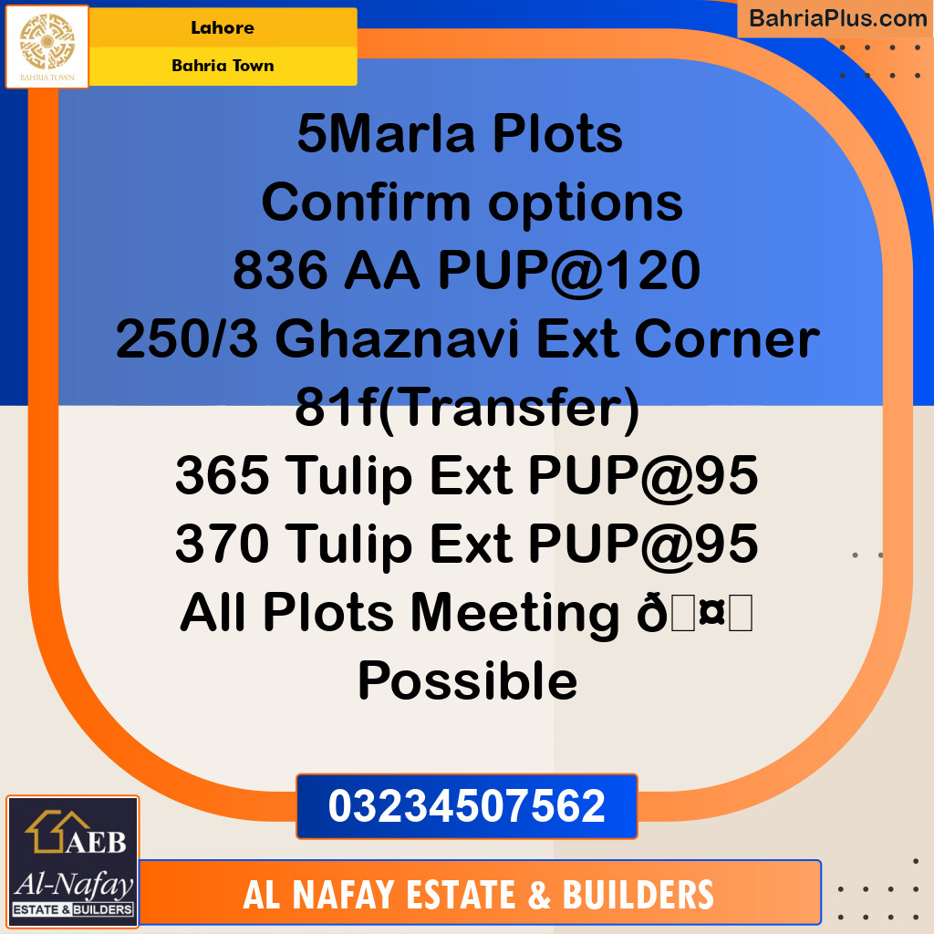 Residential Plot for Sale in Bahria Town, Lahore - (BP-288903)