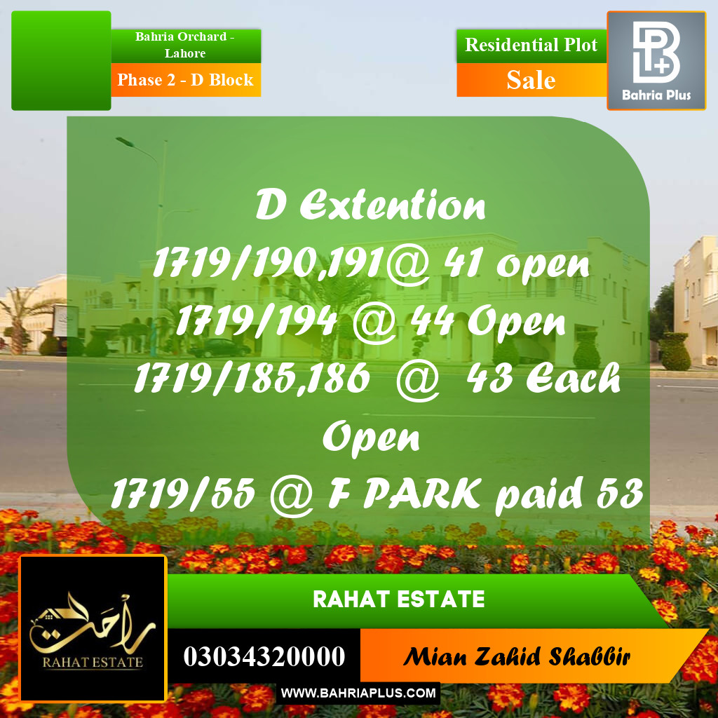 5 Marla Residential Plot for Sale in Phase 2 - D Block -  Bahria Orchard, Lahore - (BP-288945)