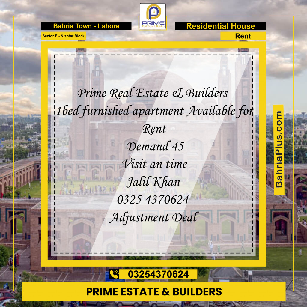 Residential House for Rent in Sector E - Nishtar Block -  Bahria Town, Lahore - (BP-288966)