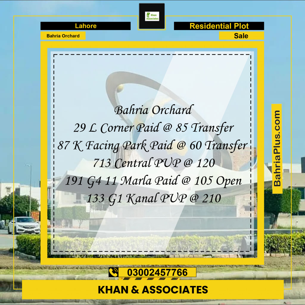Residential Plot for Sale in Bahria Orchard, Lahore - (BP-288982)