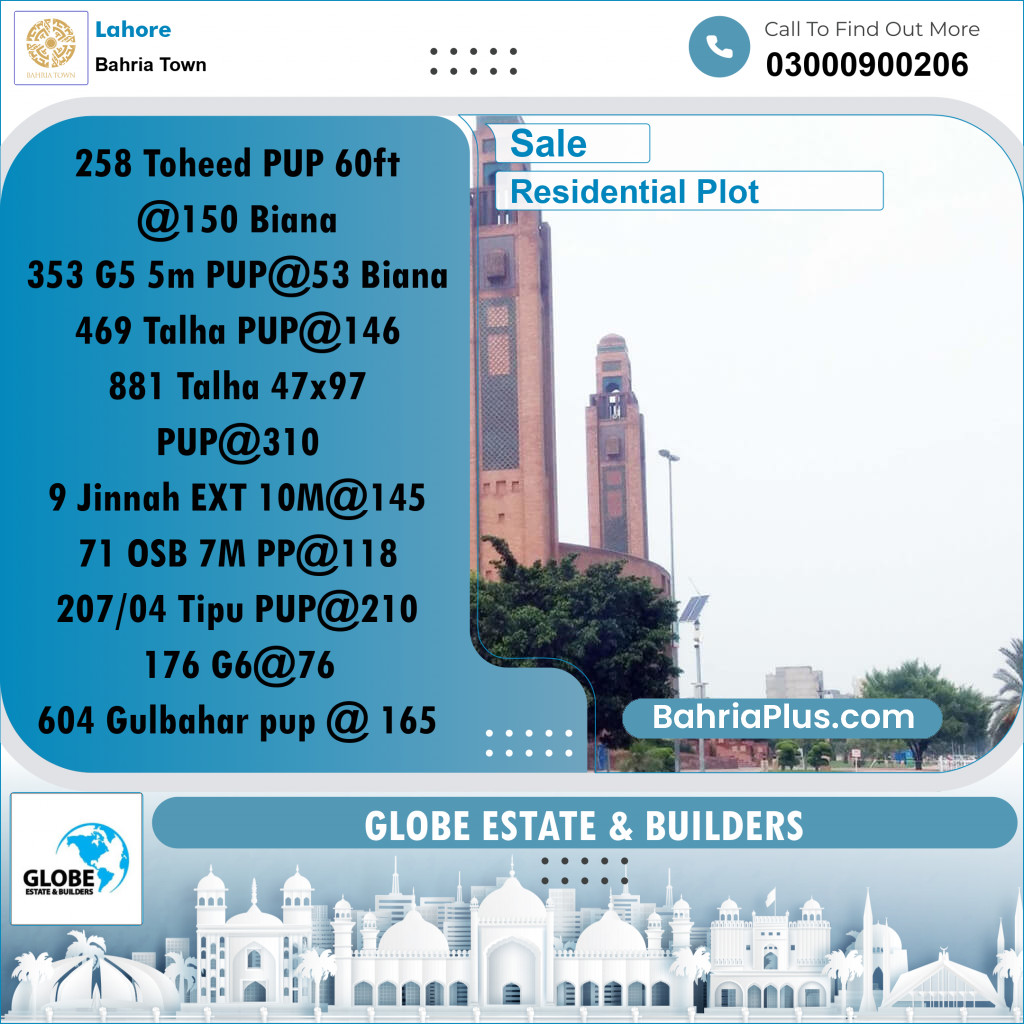 Residential Plot for Sale in Bahria Town, Lahore - (BP-288988)