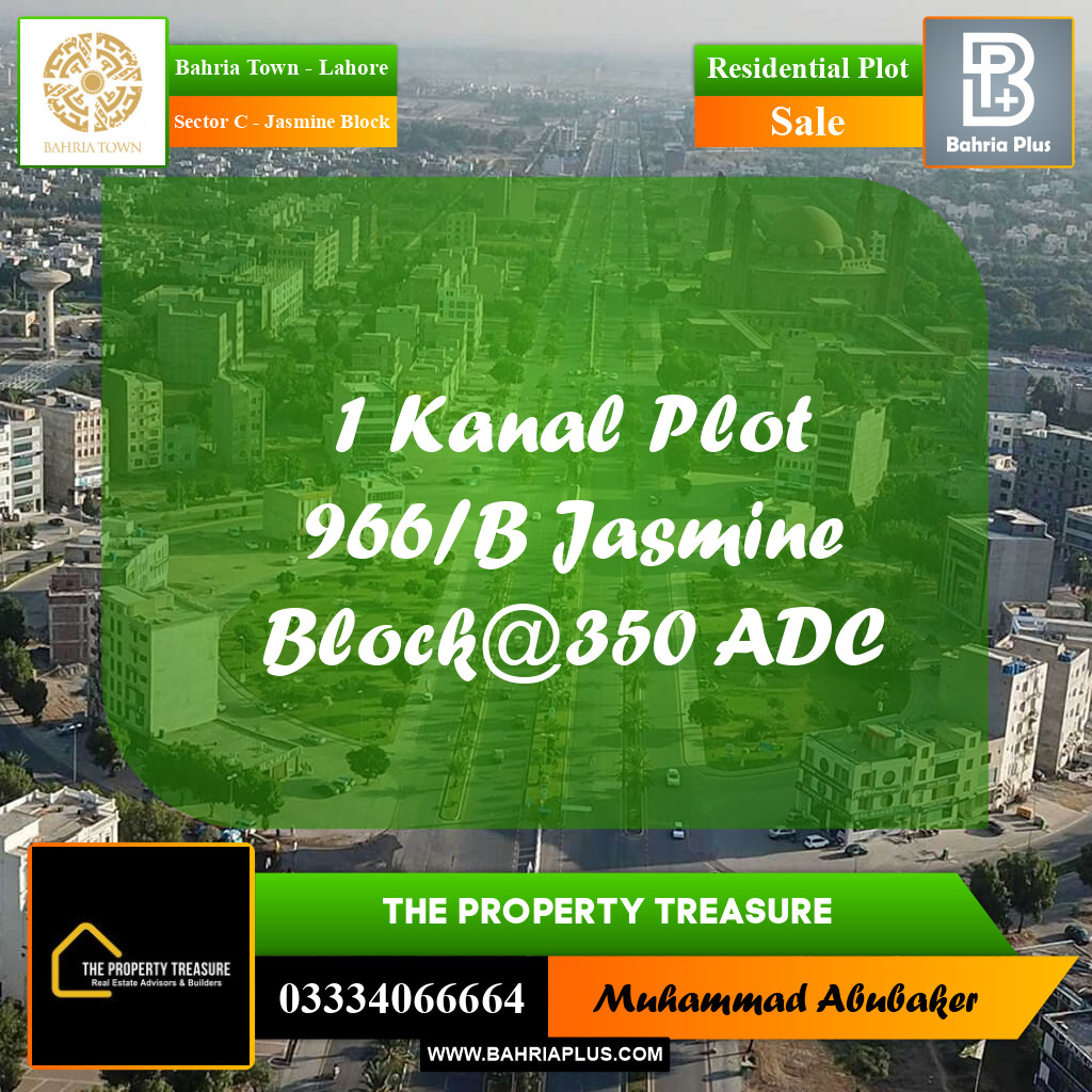 1 Kanal Residential Plot for Sale in Sector C - Jasmine Block -  Bahria Town, Lahore - (BP-288994)