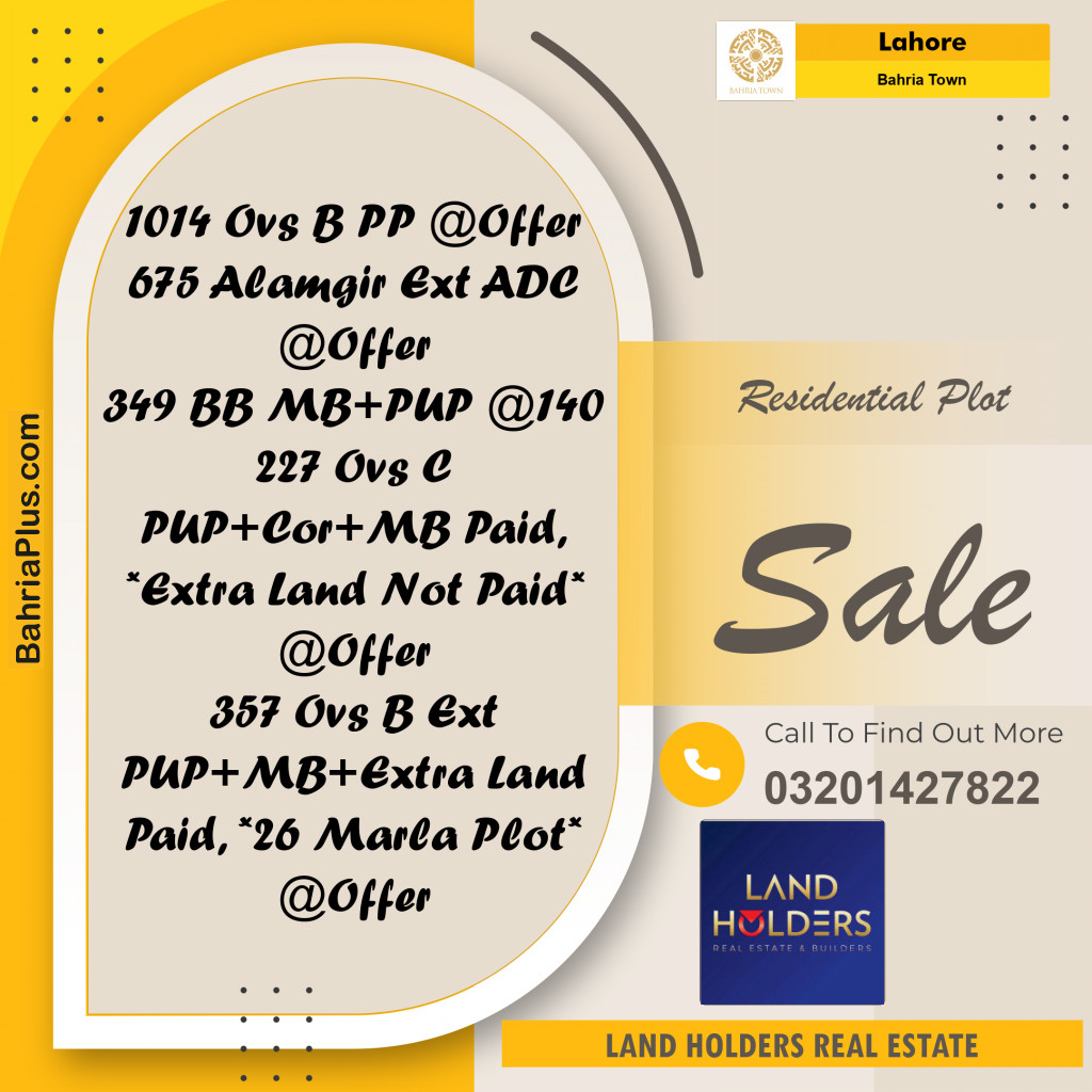 Residential Plot for Sale in Bahria Town, Lahore - (BP-289045)