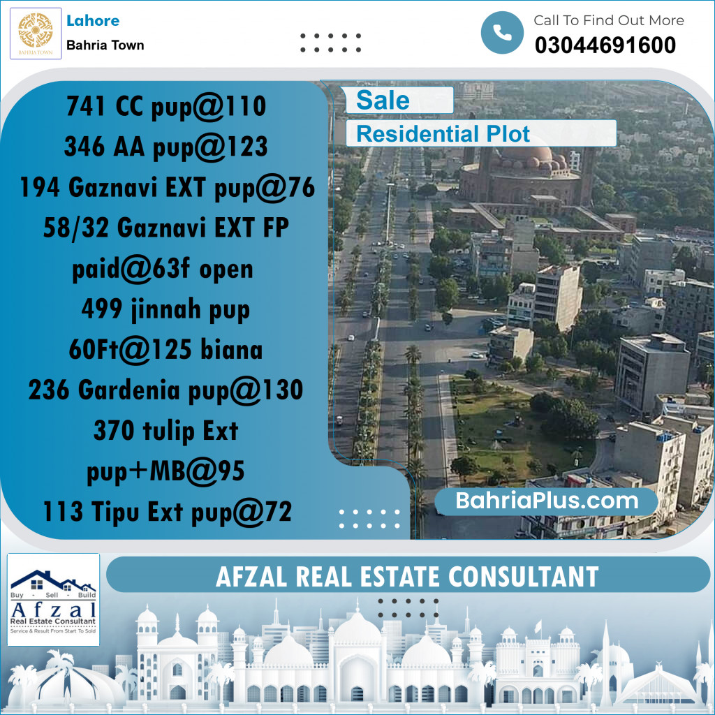 Residential Plot for Sale in Bahria Town, Lahore - (BP-289050)