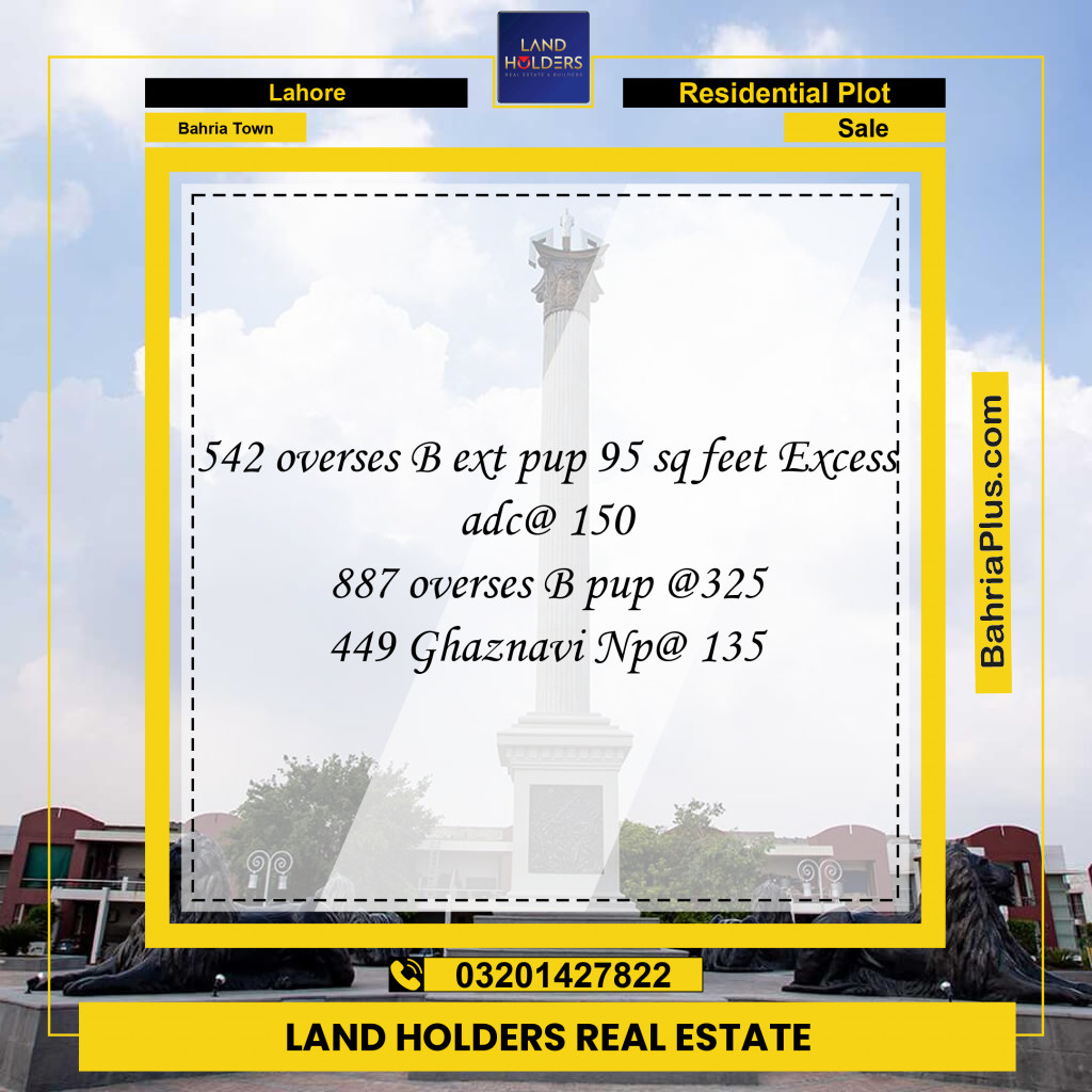 Residential Plot for Sale in Bahria Town, Lahore - (BP-289051)
