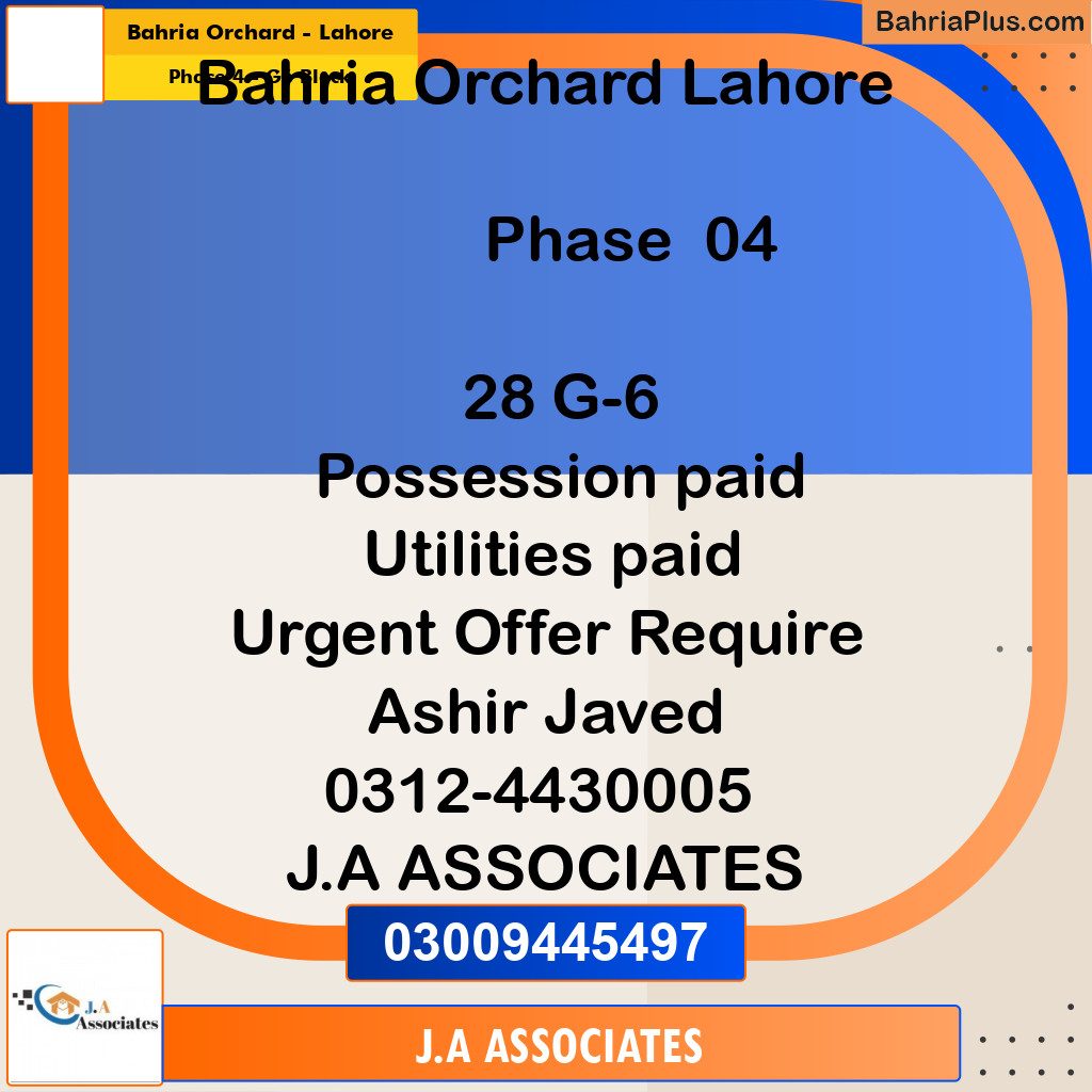 10 Marla Residential Plot for Sale in Phase 4 - G6 Block -  Bahria Orchard, Lahore - (BP-289058)