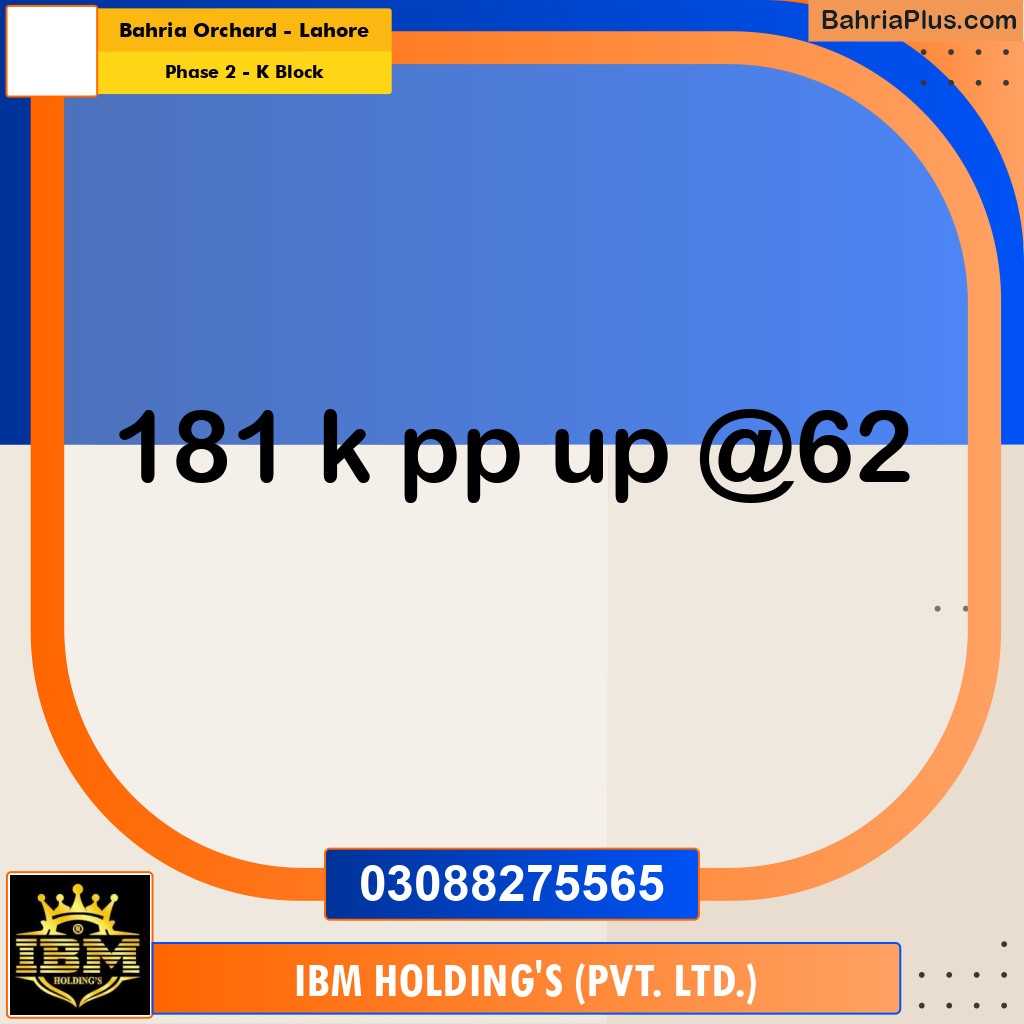 5 Marla Residential Plot for Sale in Phase 2 - K Block -  Bahria Orchard, Lahore - (BP-289077)