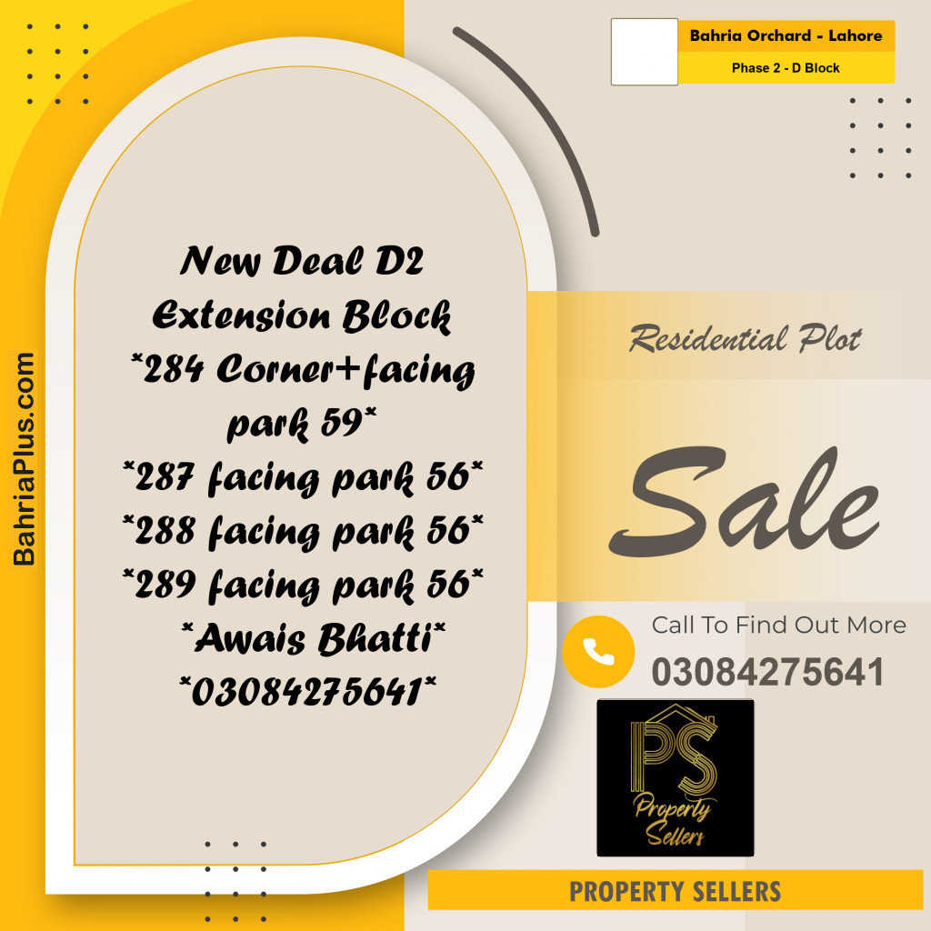 8 Marla Residential Plot for Sale in Phase 2 - D Block -  Bahria Orchard, Lahore - (BP-289089)