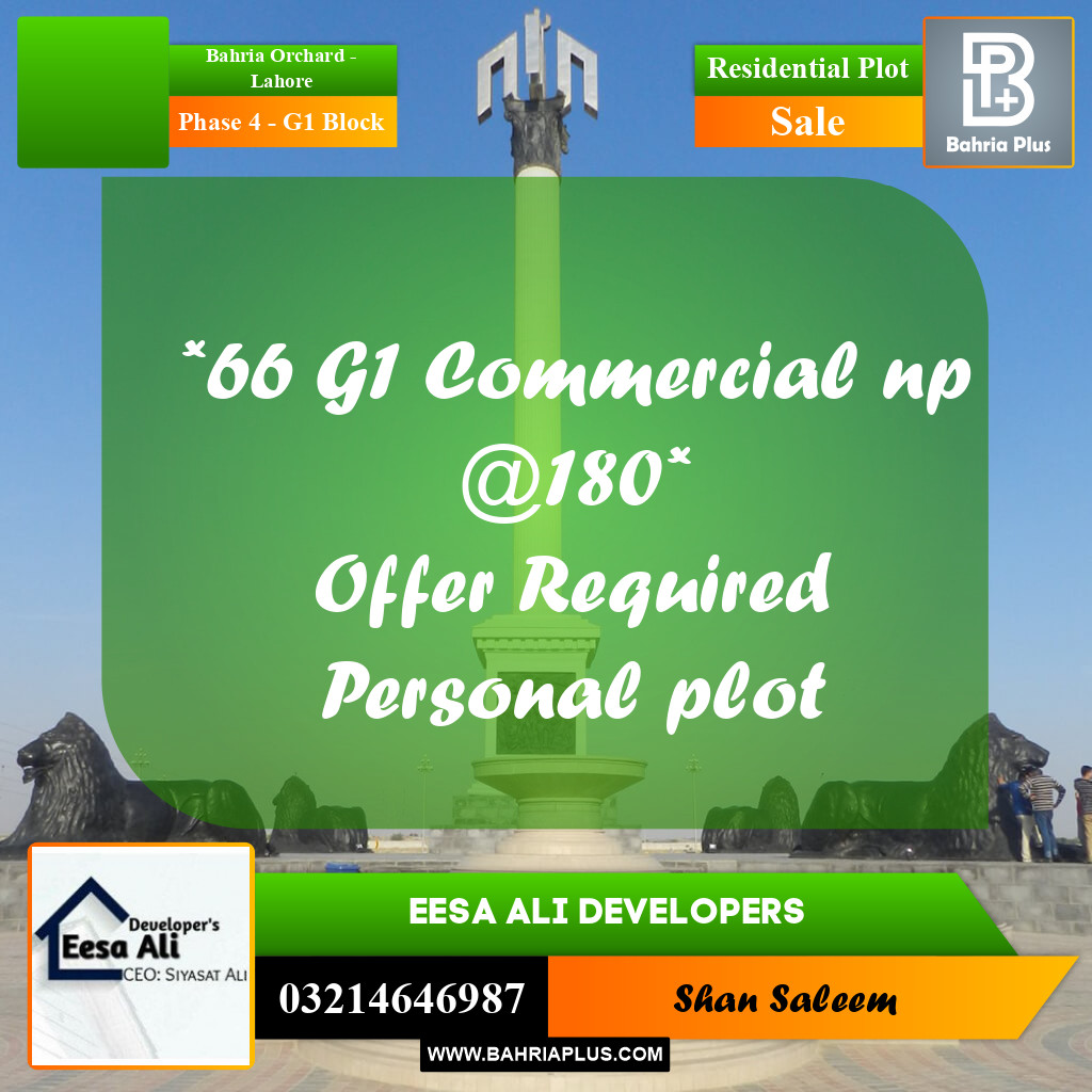 5 Marla Residential Plot for Sale in Phase 4 - G1 Block -  Bahria Orchard, Lahore - (BP-289136)