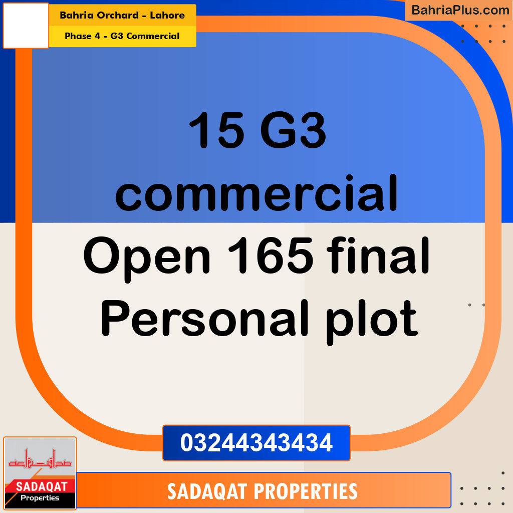5 Marla Commercial Plot for Sale in Phase 4 - G3 Commercial -  Bahria Orchard, Lahore - (BP-289169)