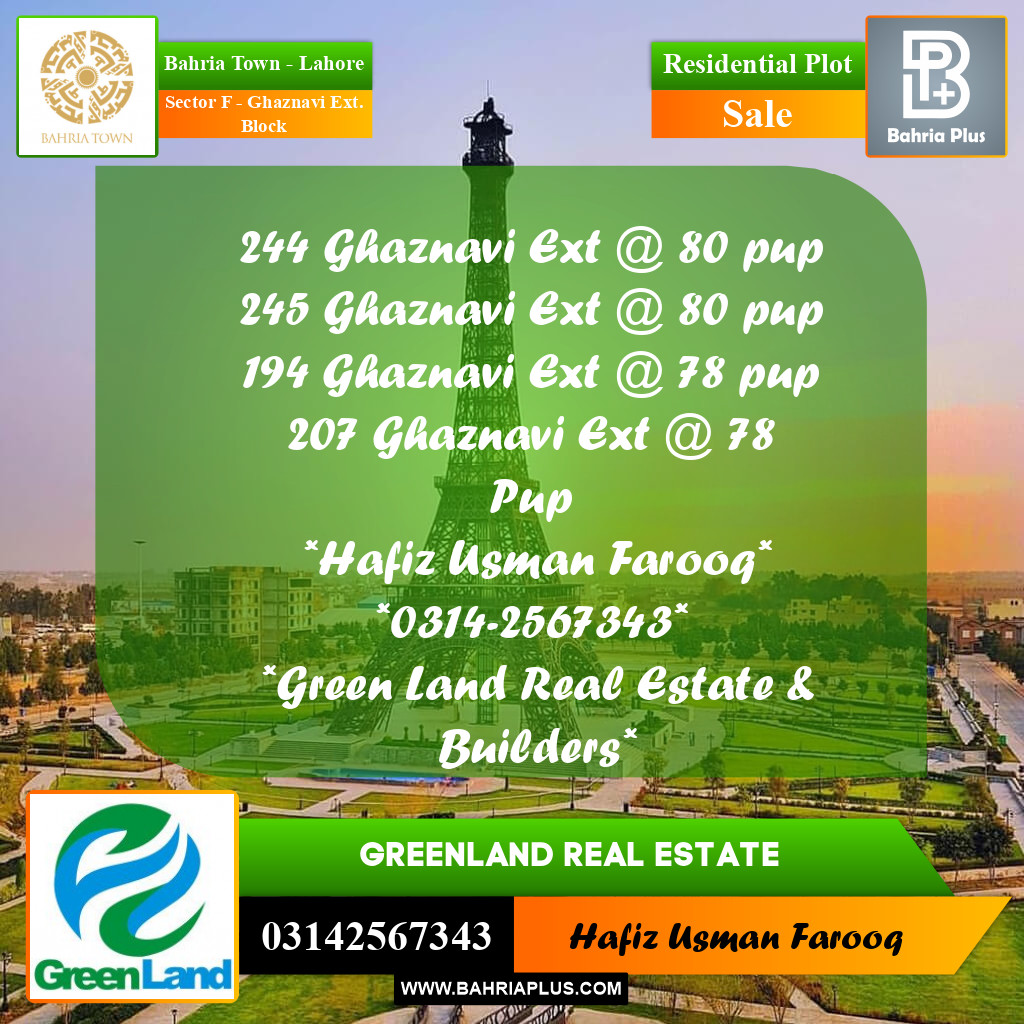 5 Marla Residential Plot for Sale in Sector F - Ghaznavi Ext. Block -  Bahria Town, Lahore - (BP-289173)