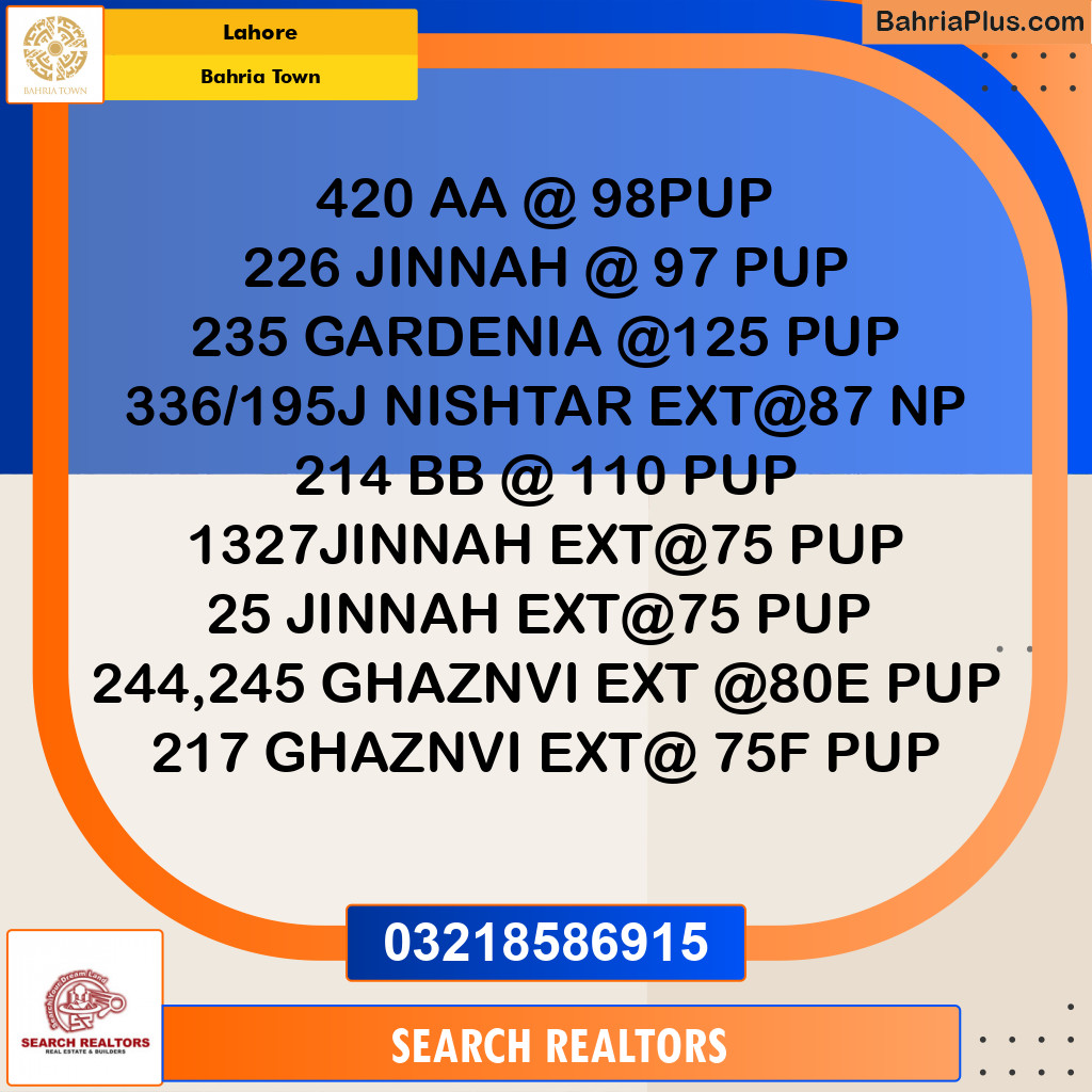 Residential Plot for Sale in Bahria Town, Lahore - (BP-289218)