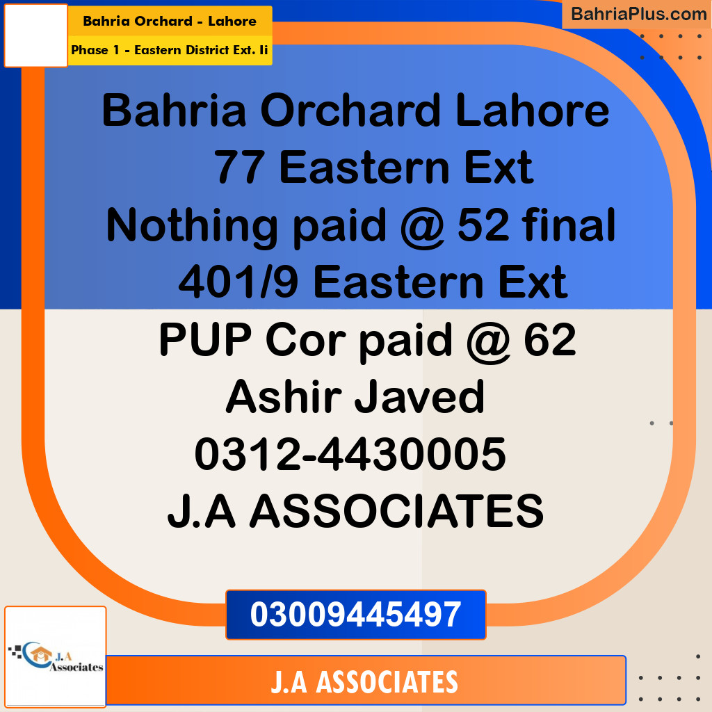 5 Marla Residential Plot for Sale in Phase 1 - Eastern District Ext. II -  Bahria Orchard, Lahore - (BP-289266)