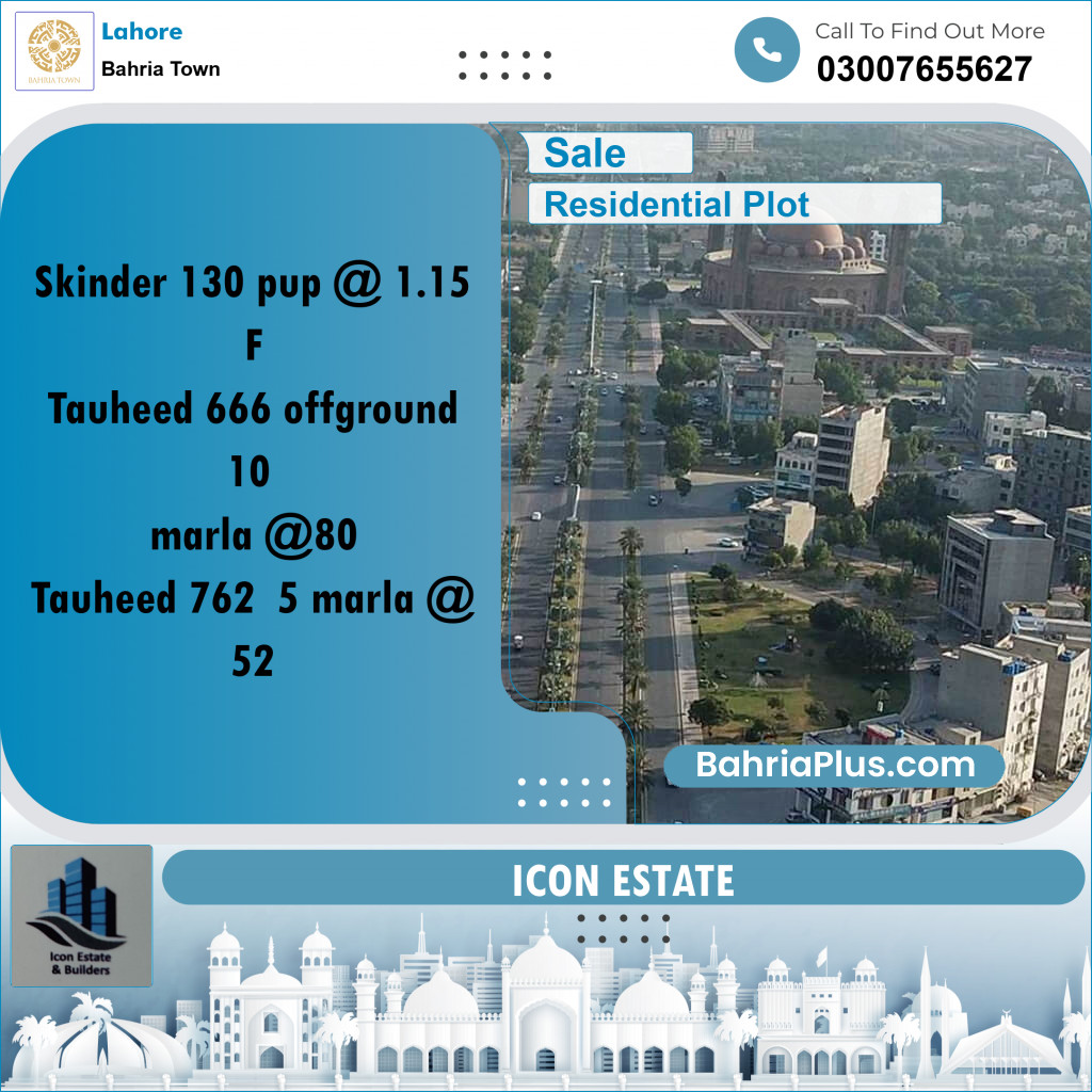 Residential Plot for Sale in Bahria Town, Lahore - (BP-289297)