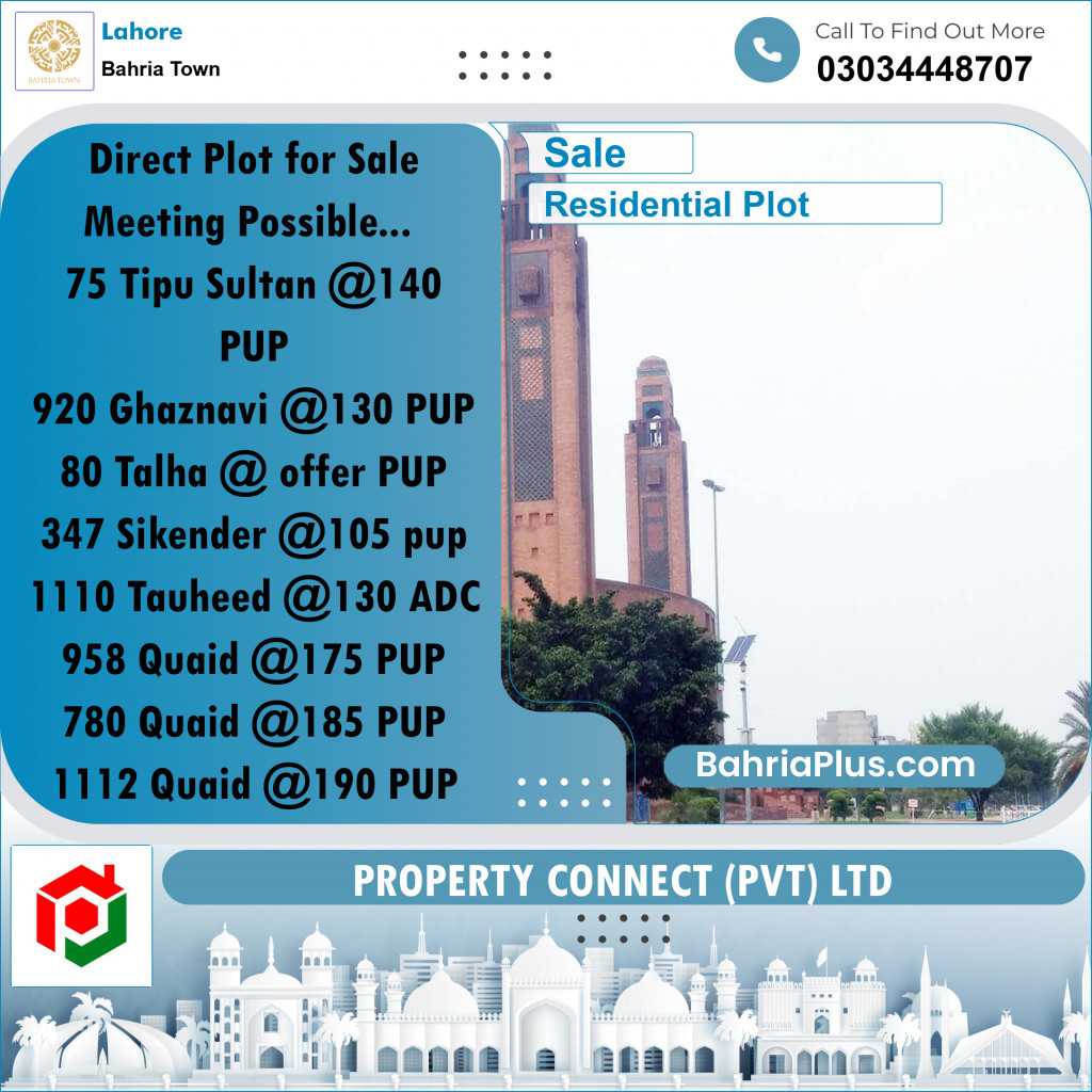Residential Plot for Sale in Bahria Town, Lahore - (BP-289302)