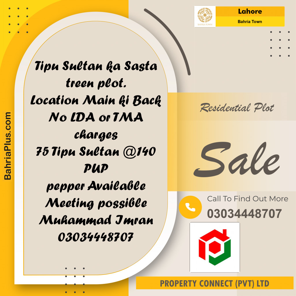 Residential Plot for Sale in Bahria Town, Lahore - (BP-289306)