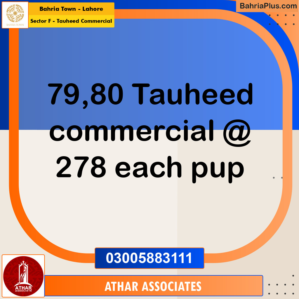 5 Marla Commercial Plot for Sale in Sector F - Tauheed Commercial -  Bahria Town, Lahore - (BP-289313)