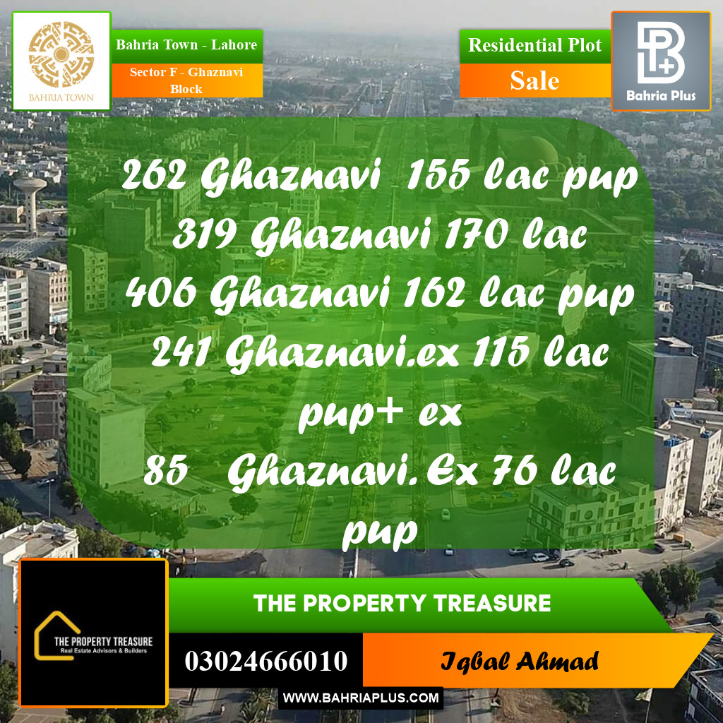 10 Marla Residential Plot for Sale in Sector F - Ghaznavi Block -  Bahria Town, Lahore - (BP-289323)